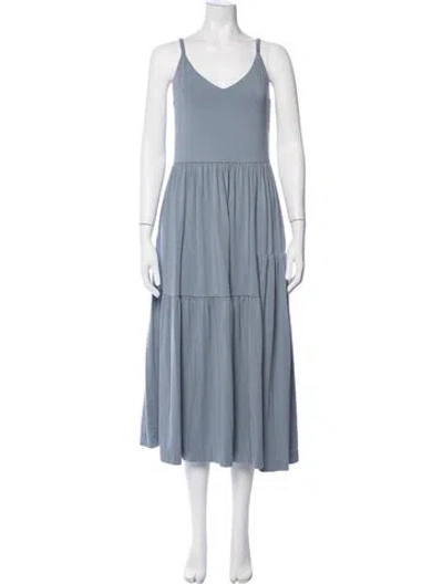 Pre-owned Cuyana V-neck Midi Length Dress In Blue