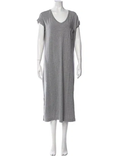 Pre-owned Cuyana V-neck Midi Length Dress In Gray