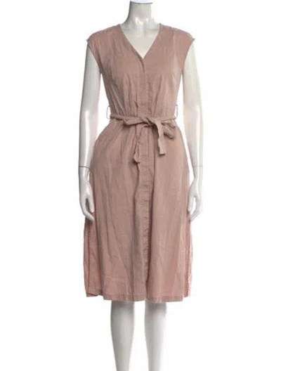 Pre-owned Cuyana V-neck Midi Length Dress In Pink
