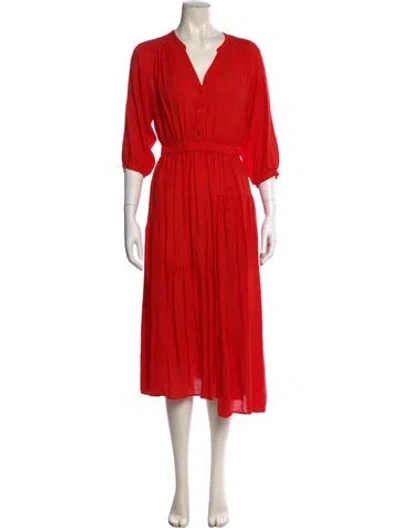 Pre-owned Cuyana V-neck Midi Length Dress In Red