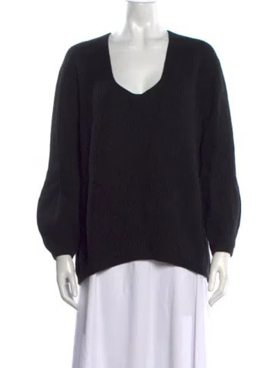 Pre-owned Cuyana Wool V-neck Sweater In Black