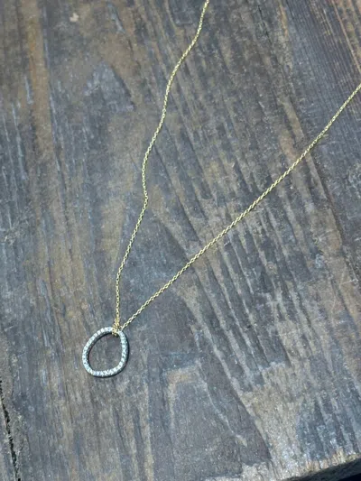 Cv Designs Circle Pave Necklace In Gold
