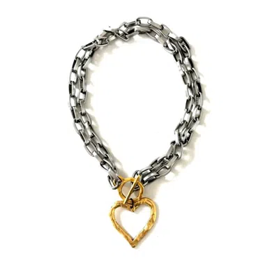 Cv Designs Women's Whole Heart Necklace In Silver/gold