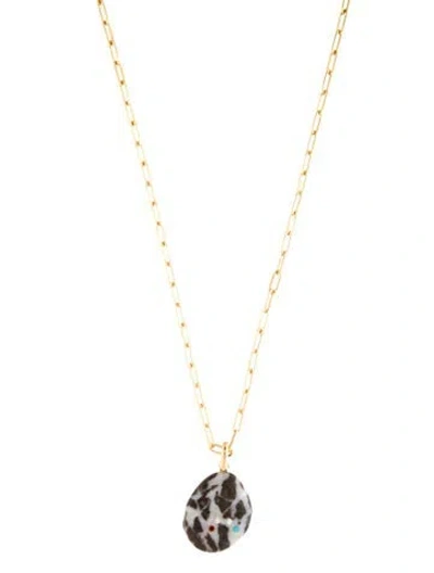 Pre-owned Cvc Stones 18k Diamond, Stone & Resin Pendant Necklace, 15.5" In Multi