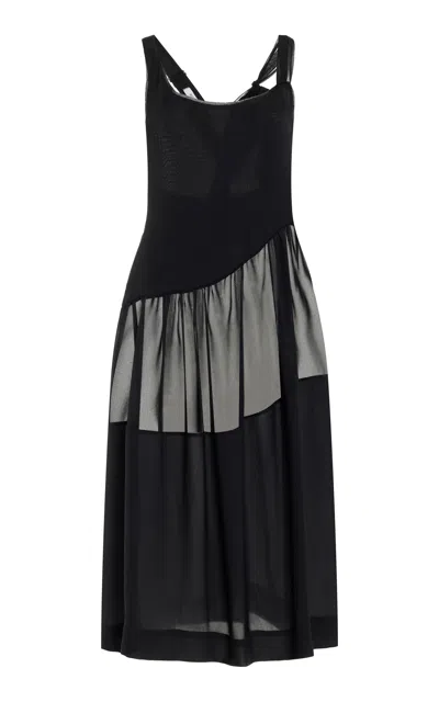 Cvet Preri Alba Silk Georgette Midi Dress In Black