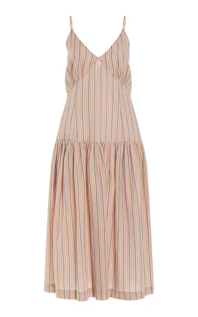 Cvet Preri Alcea Drop-waist Cotton Midi Dress In Stripe