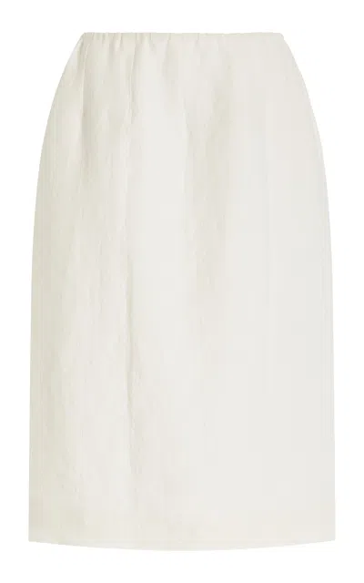 Cvet Preri Allium Washed Linen Midi Skirt In Ivory