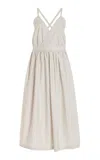 Cvet Preri Chicory Wrap-front Cotton Poplin Midi Dress In Off-white