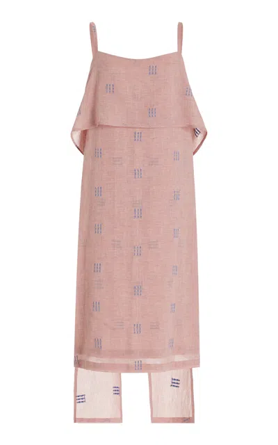 Cvet Preri Yarrow Layered Cotton Voile Midi Dress In Pink