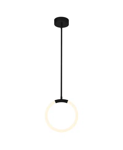 Cwi Lighting 10" Metal Hoops 1 Light Led Pendant In Black