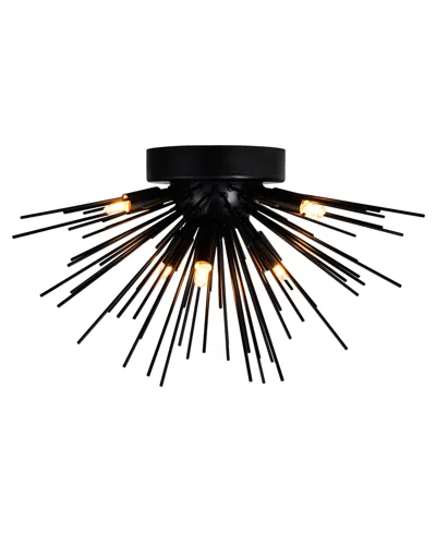 Cwi Lighting 11" Metal Savannah 6 Light Flush Mount In Black