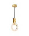 Cwi Lighting 12" Metal Anello Led Mini Pendant In White Oak