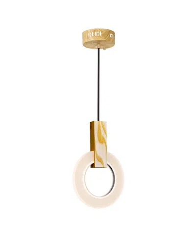 Cwi Lighting 12" Metal Anello Led Mini Pendant In White Oak