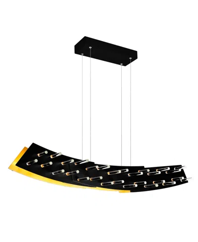 Cwi Lighting 12" Metal Gondola Led Chandelier In Black Satin Gold