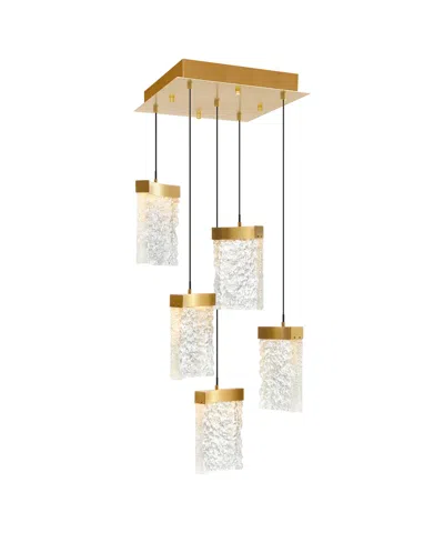 Cwi Lighting 12" Metal Lava Integrated Led Mini Pendant In Brass