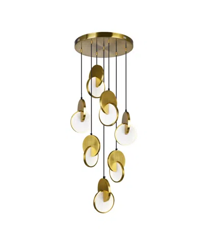 Cwi Lighting 12" Metal Tranche Led Pendant In Brushed Brass