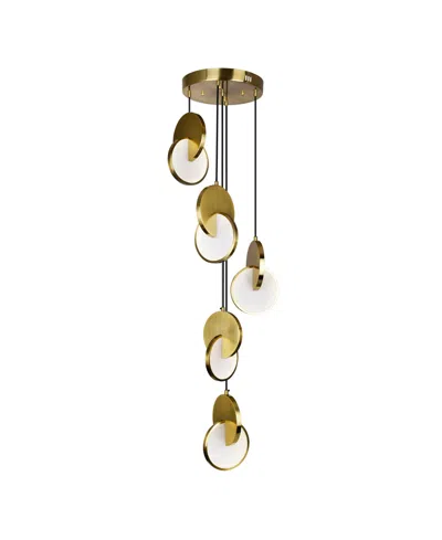 Cwi Lighting 12" Metal Tranche Led Pendant In Brushed Brass