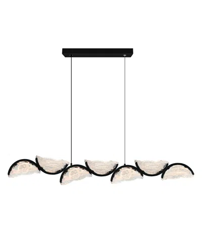 Cwi Lighting 13" Metal Moon Integrated Led Chandelier In Black