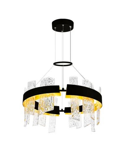 Cwi Lighting 14" Metal Guadiana Led Chandelier In Black Satin Gold