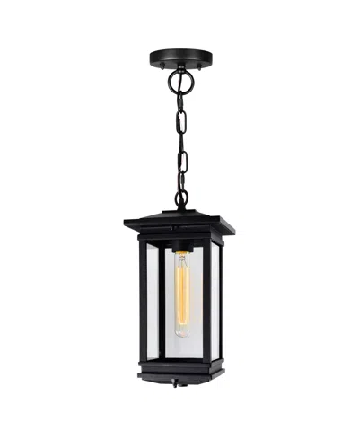 Cwi Lighting 15" Metal Oakwood 1 Light Outdoor Pendant In Black