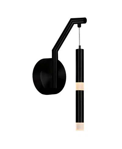 Cwi Lighting 16" Metal Flute 1 Light Led Wall Sconce In Black