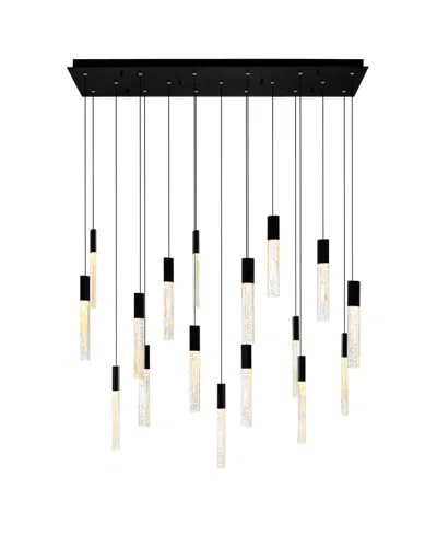 Cwi Lighting 16" Metal Greta Integrated Led Chandelier In Black