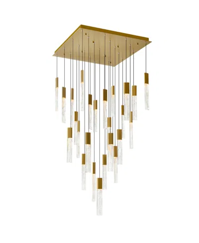 Cwi Lighting 16" Metal Greta Integrated Led Chandelier In Brass