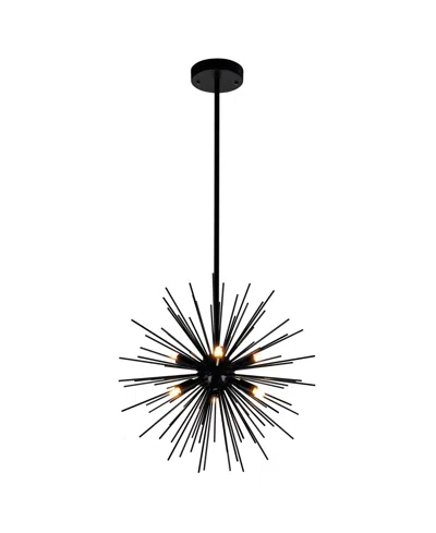 Cwi Lighting 16" Metal Savannah 6 Light Chandelier In Black