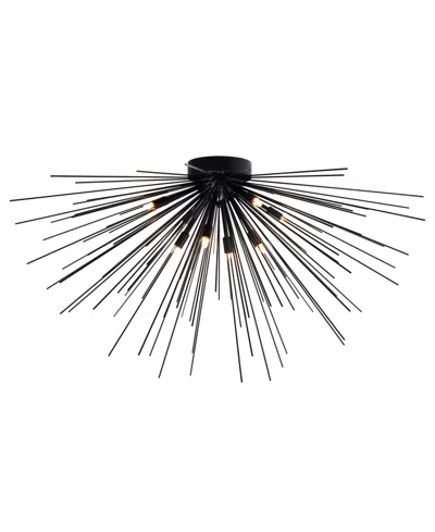 Cwi Lighting 16" Metal Savannah 8 Light Flush Mount In Black