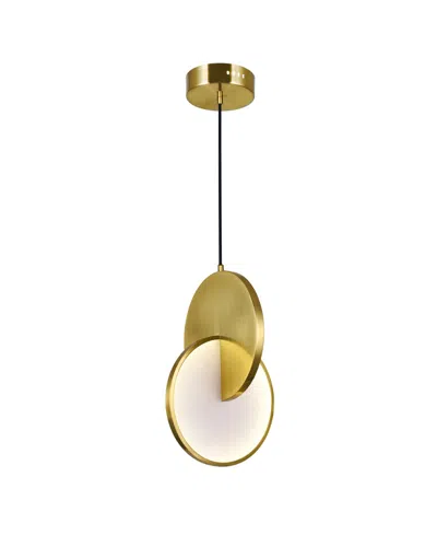 Cwi Lighting 16" Metal Tranche Led Mini Pendant In Brushed Brass