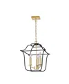 Cwi Lighting 16" Metal Tudor 3 Light Pendant In Satin Gold Black
