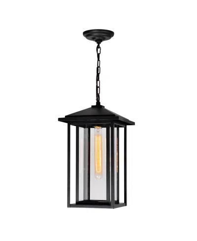 Cwi Lighting 17" Metal Crawford 1 Light Outdoor Hanging Light In Black