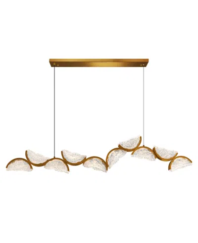Cwi Lighting 17" Metal Moon Integrated Led Chandelier In Brass