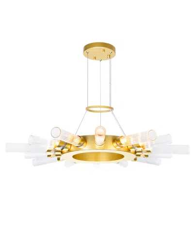 Cwi Lighting 2" Metal Collar 14 Light Chandelier In Satin Gold