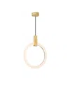 Cwi Lighting 20" Metal Anello Led Pendant In White Oak