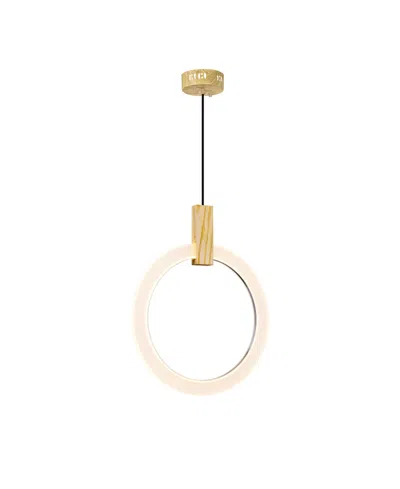 Cwi Lighting 20" Metal Anello Led Pendant In White Oak