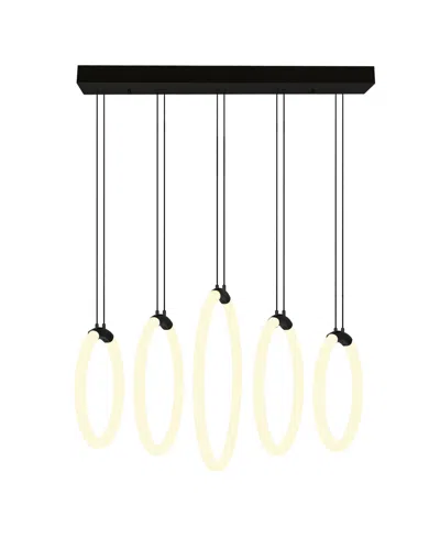 Cwi Lighting 20" Metal Hoops 5 Light Led Chandelier In Black