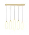 Cwi Lighting 20" Metal Hoops 5 Light Led Chandelier In Satin Gold