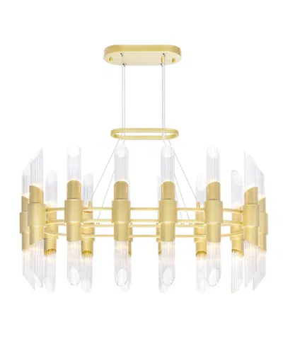 Cwi Lighting 22" Metal Croissant 28 Light Chandelier In Satin Gold