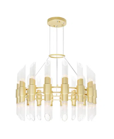 Cwi Lighting 22" Metal Croissant 32 Light Chandelier In Satin Gold