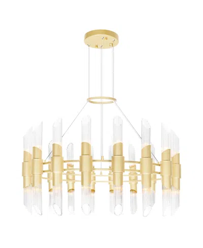Cwi Lighting 22" Metal Croissant 36 Light Chandelier In Satin Gold