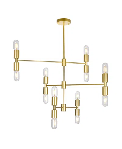 Cwi Lighting 22" Metal Hand Crank 12 Light Chandelier In Medallion Gold