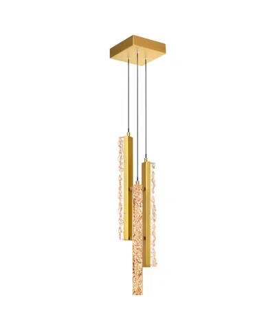 Cwi Lighting 24" Metal Stagger Integrated Led Mini Pendant In Brass