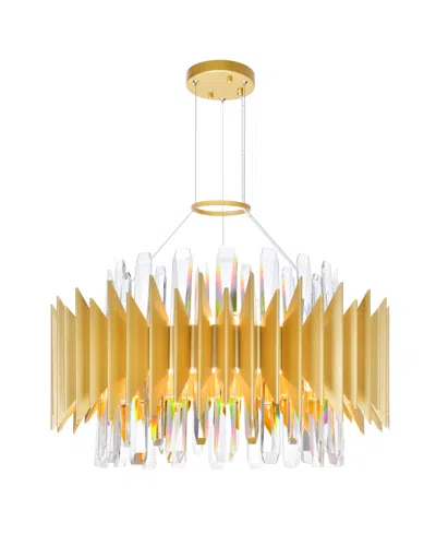 Cwi Lighting 25" Metal Cityscape 12 Light Chandelier In Satin Gold