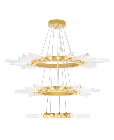Cwi Lighting 26" Metal Collar 63 Light Chandelier In Satin Gold