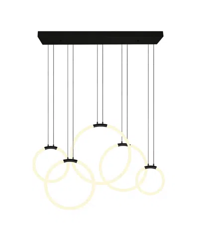 Cwi Lighting 27" Metal Hoops 5 Light Led Chandelier In Black