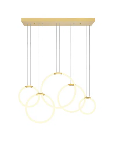 Cwi Lighting 27" Metal Hoops 5 Light Led Chandelier In Gold