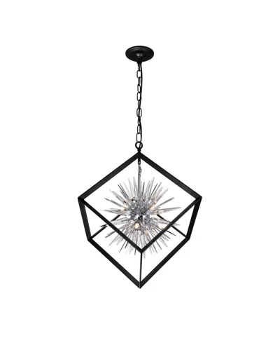 Cwi Lighting 30" Metal Starburst 6 Light Chandelier In Chrome Black