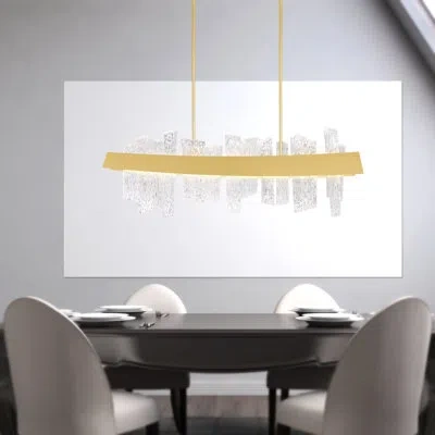 Cwi Lighting 39'' Modern Led Rectangular Chandelier For Kitchen Island, Dining Room, Or Bar – Integrated Led In Satin Gold