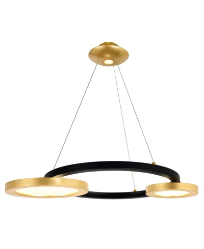 Cwi Lighting 4" Metal Deux Lunes Led Chandelier In Sun Gold Black